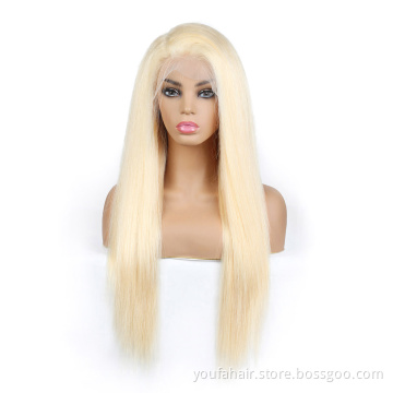 Wholesale Price Silky Straight Brazilian Virgin Hair Color 613# Blonde 100% Human Hair 13x6 Transparent Lace Front Color Wigs